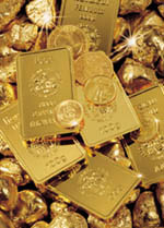 Goldbaren Goldmuenzen